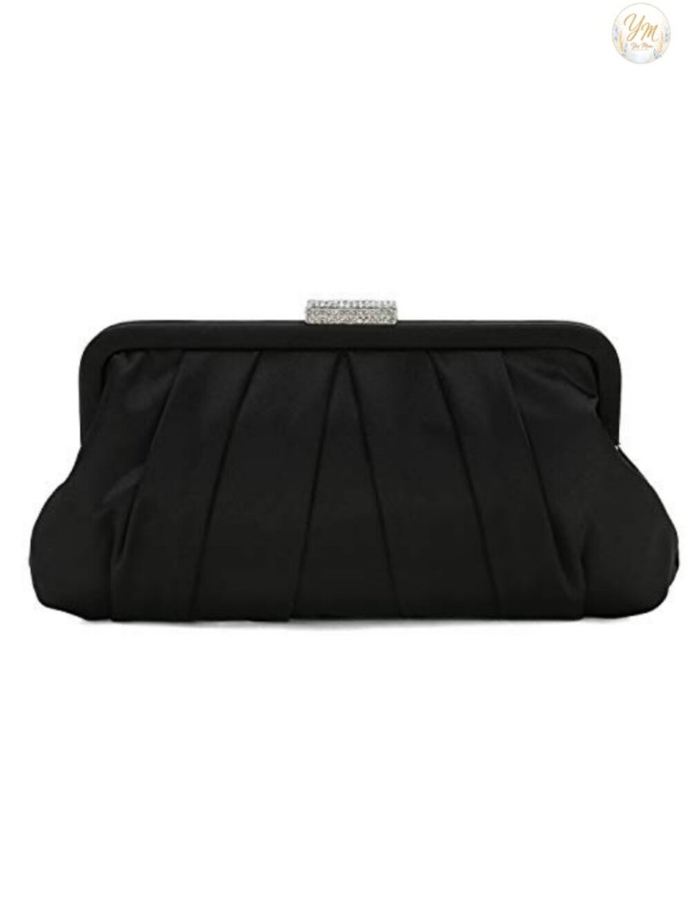 Pleated Satin Clutch with Diamante Embellishment for Wedding and Prom